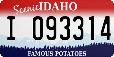 ID license plate I093314