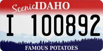ID license plate I100892