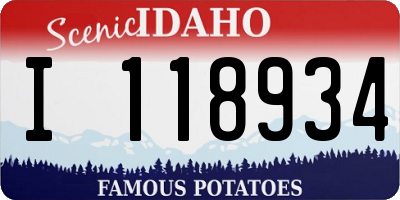 ID license plate I118934