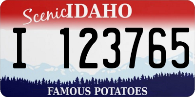 ID license plate I123765