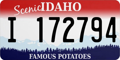 ID license plate I172794