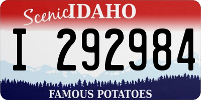 ID license plate I292984