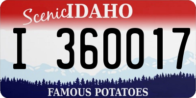 ID license plate I360017