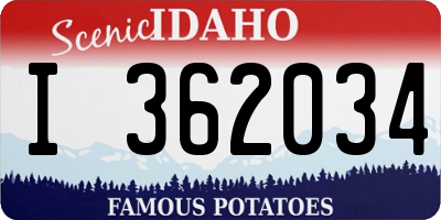 ID license plate I362034