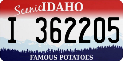 ID license plate I362205