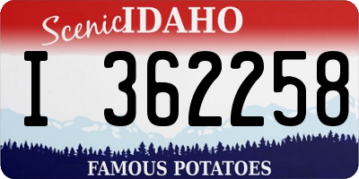 ID license plate I362258