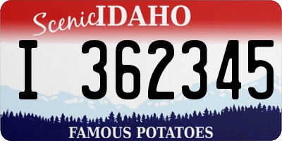 ID license plate I362345