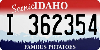 ID license plate I362354