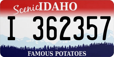 ID license plate I362357