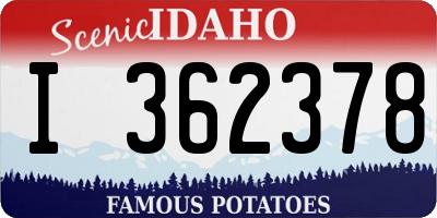 ID license plate I362378