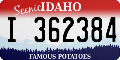 ID license plate I362384