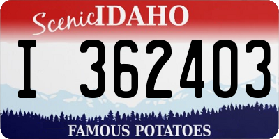 ID license plate I362403