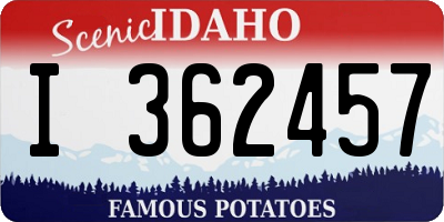 ID license plate I362457