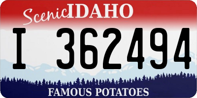 ID license plate I362494