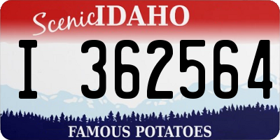 ID license plate I362564