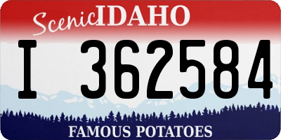 ID license plate I362584