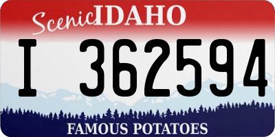 ID license plate I362594