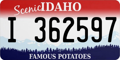 ID license plate I362597