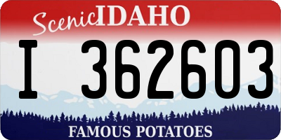 ID license plate I362603