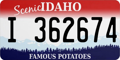 ID license plate I362674