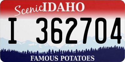 ID license plate I362704