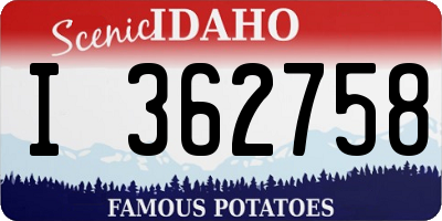 ID license plate I362758