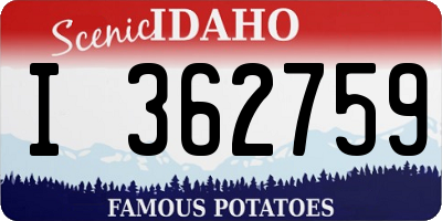 ID license plate I362759