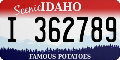ID license plate I362789