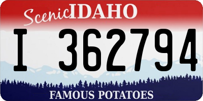 ID license plate I362794