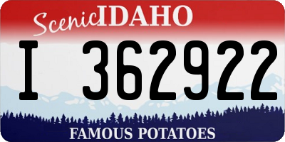 ID license plate I362922