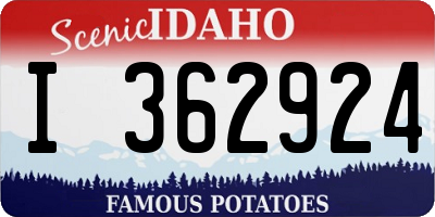 ID license plate I362924