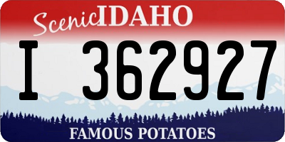ID license plate I362927