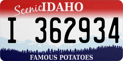 ID license plate I362934