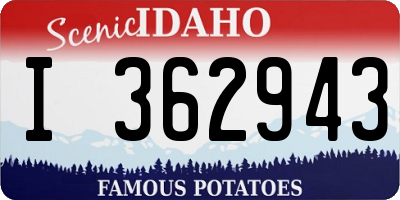 ID license plate I362943