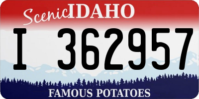 ID license plate I362957