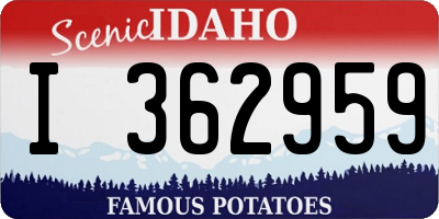 ID license plate I362959