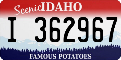 ID license plate I362967