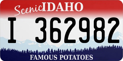 ID license plate I362982