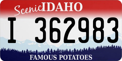 ID license plate I362983