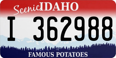 ID license plate I362988