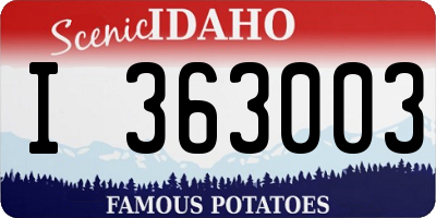 ID license plate I363003