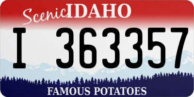 ID license plate I363357