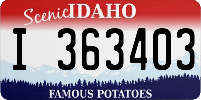 ID license plate I363403