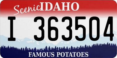 ID license plate I363504