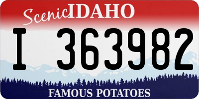 ID license plate I363982