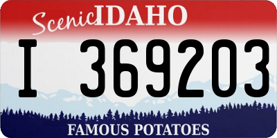 ID license plate I369203