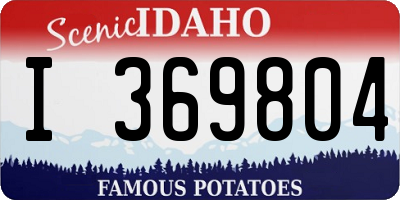 ID license plate I369804