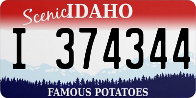 ID license plate I374344