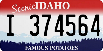 ID license plate I374564