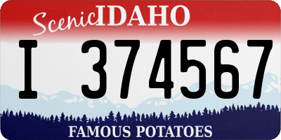 ID license plate I374567